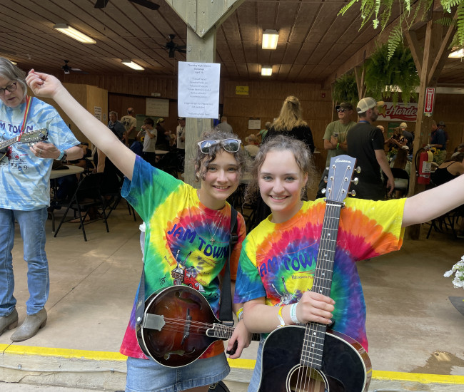 Twins in tie dye